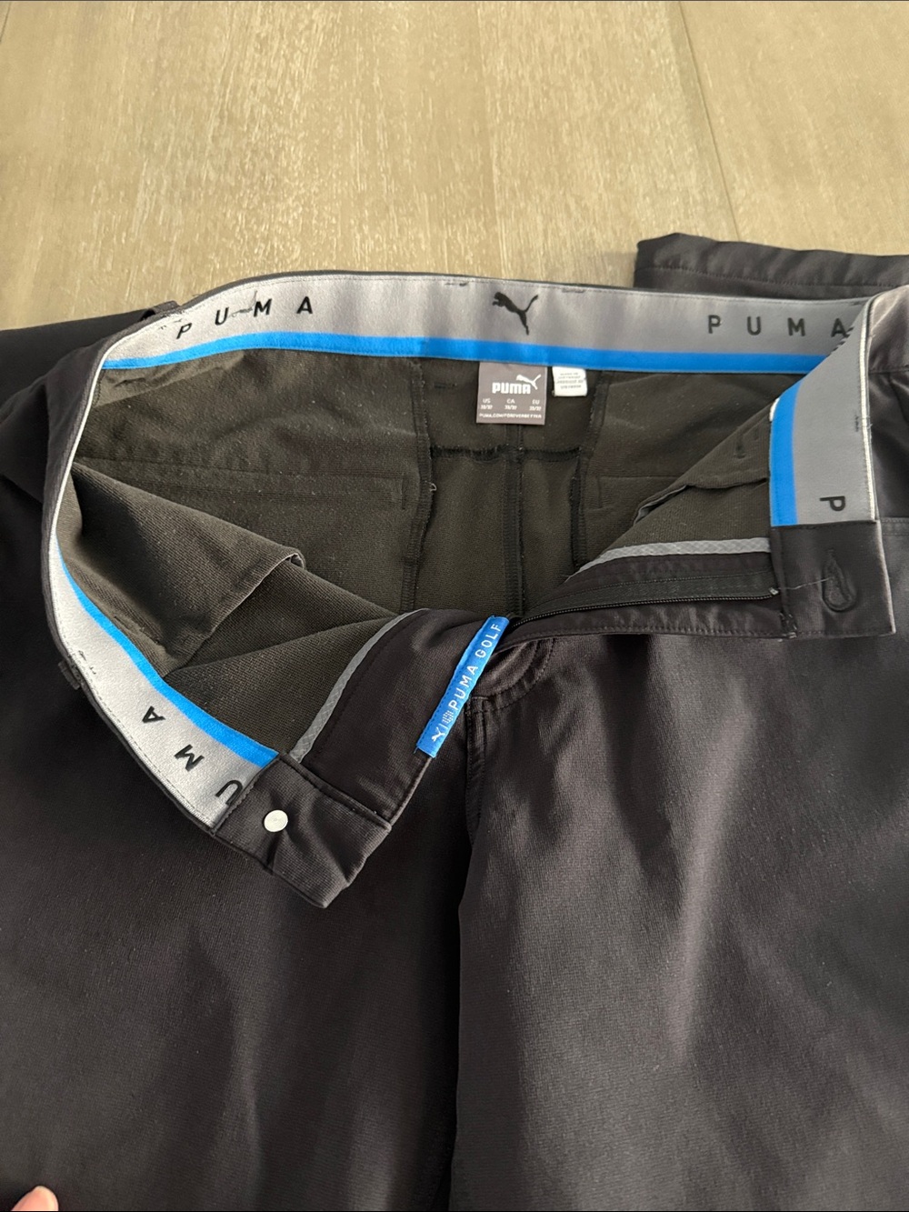 Puma Black Golf Pants with Blue Accent Waistband